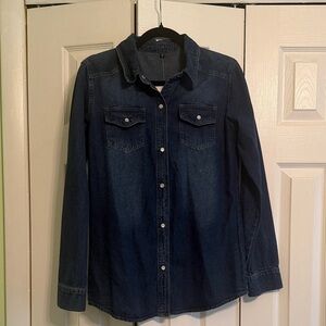 Dark Blue Denim Button-Down Shirt